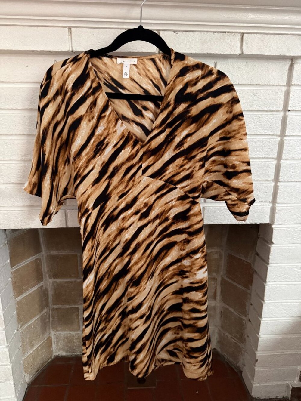 Leith Animal Print Mini Dress in Brown/Black/Tan, Pullover, Size Small